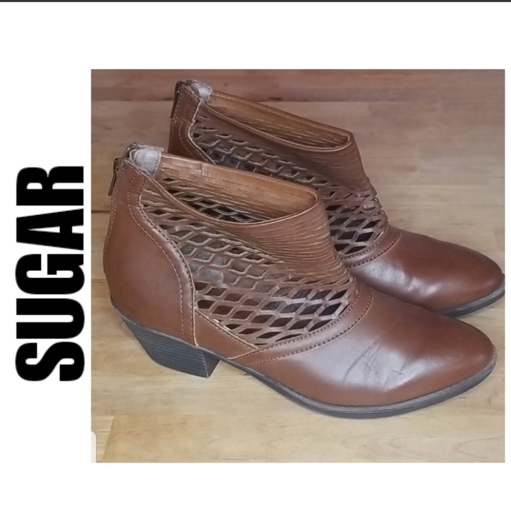Sugar brown caged cut out ankle boot 10